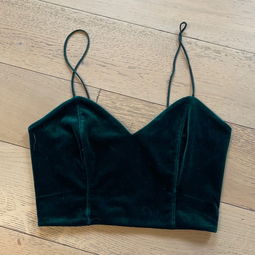 Topshop Velvet Emerald Crop Top Size Us 2/Uk6